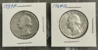1937 P, 1964 D WASHINGTON QUARTERS, CIRCULATED, UNGRADED