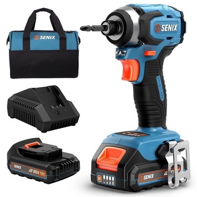 SENIX X2 20 Volt Max* 1/4-Inch Cordless Brushless Impact Driver Kit PDIX2-M2