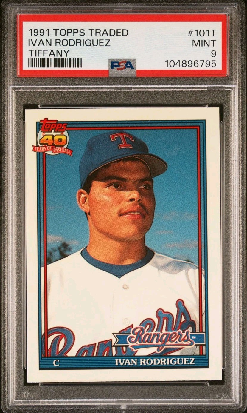 1991 TOPPS TRADED TIFFANY #101T IVAN RODRIGUEZ RC HOF PSA 9