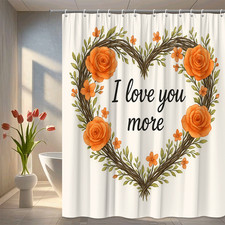 Floral Heart Shower Curtain - I Love You More Design