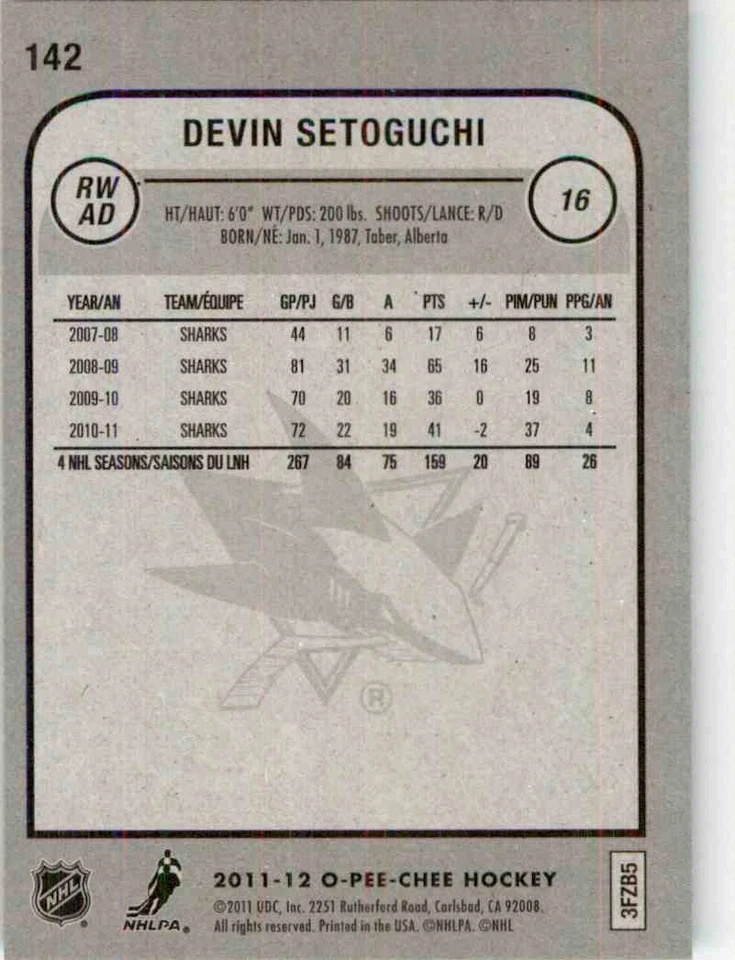 2011-12 O-Pee-Chee Devin Setoguchi #142 - Image 2 of 2