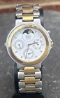 Rare Vintage Seiko Day Date Moonphase Quartz Men's Watch 7F38-6129 34mm Works