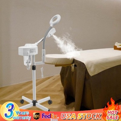 2IN1 Hot Facial Steamer 5X LED Magnifying Lamp Ozone Salon Spa Skin Care