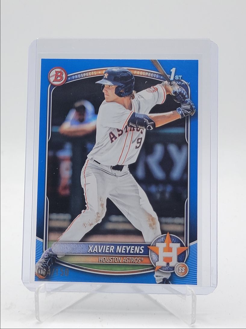 XAVIER NEYENS 2025 BOWMAN DRAFT 1ST BLUE BORDER PAPER ASTROS /150 Q4060