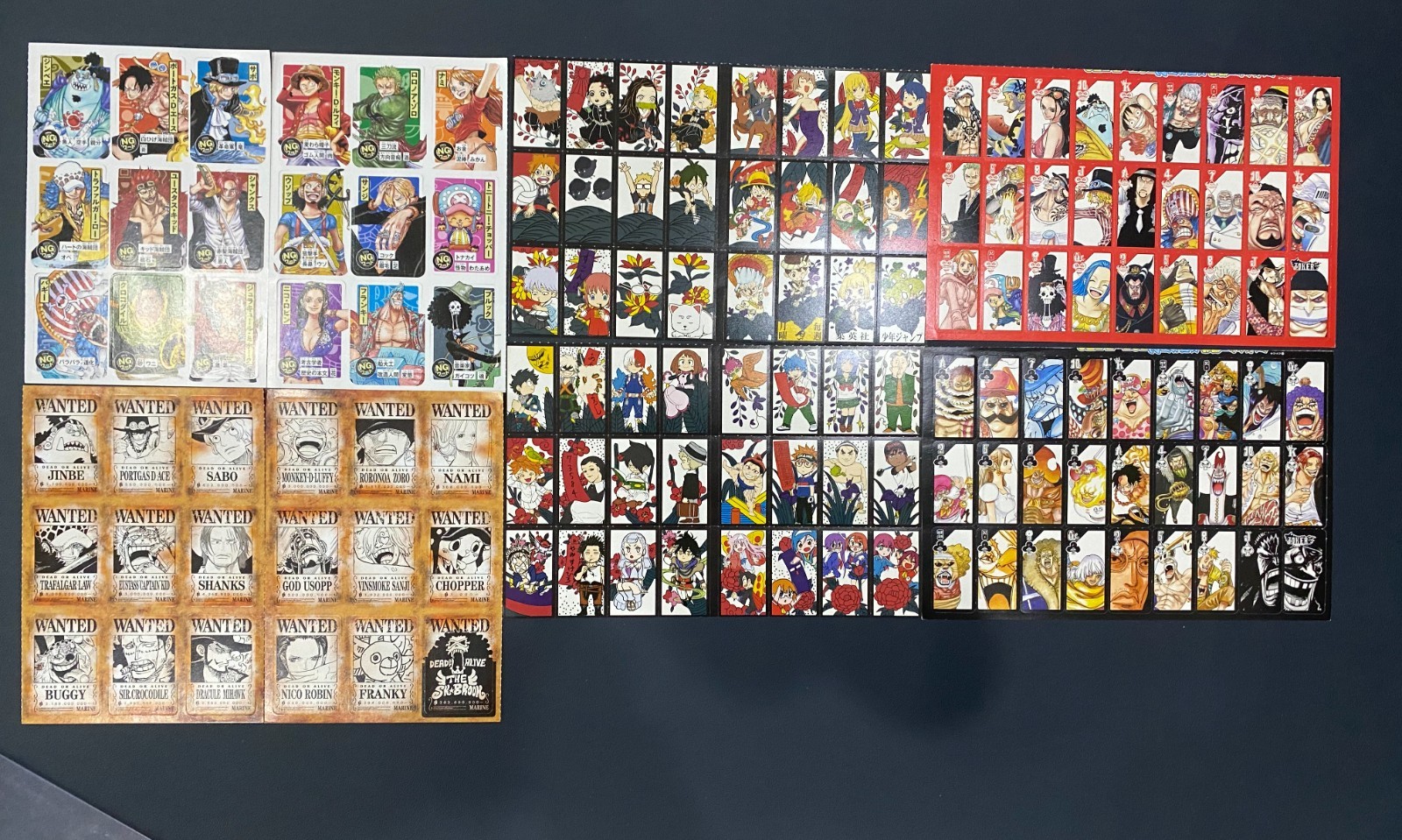 3 hojas sin cortar tarjetas Shonen Jump Hanafuda de una pieza