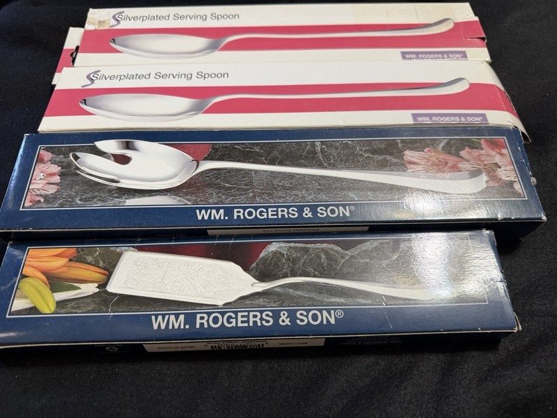 Wm. Rogers & Son Lot 4 Variety Serving Spoons New With Box