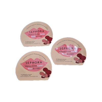  3 x Sephora karite Shea Bio-Cellulose Lip Mask Moisturizing & Smoothing Lips