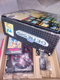 Sega Genesis Model 1 Console Sonic The Hedgehog Variant With Inserts And Extras.