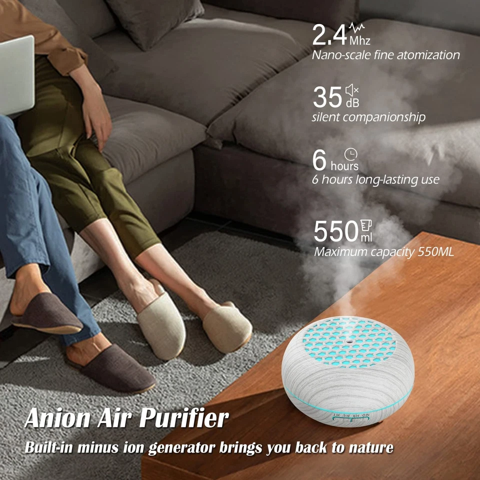 Diffusore Atomizzatore di Oil Essenze 550 ml Vaporizzatore 7 Colori LED - Immagine 4 di 4