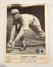 George Sisler HOF - Signed / Autographed HOF Book Photo - Beckett auth