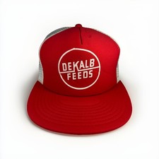 Vintage Dekalb Feeds Hat Red Trucker Snapback Farm Cap, Speedway