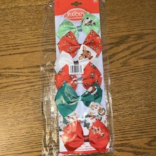 7 PCS Licensed Girls Hair Bows Rudolph Christmas Clip Gift Set 4" Alligator Clip