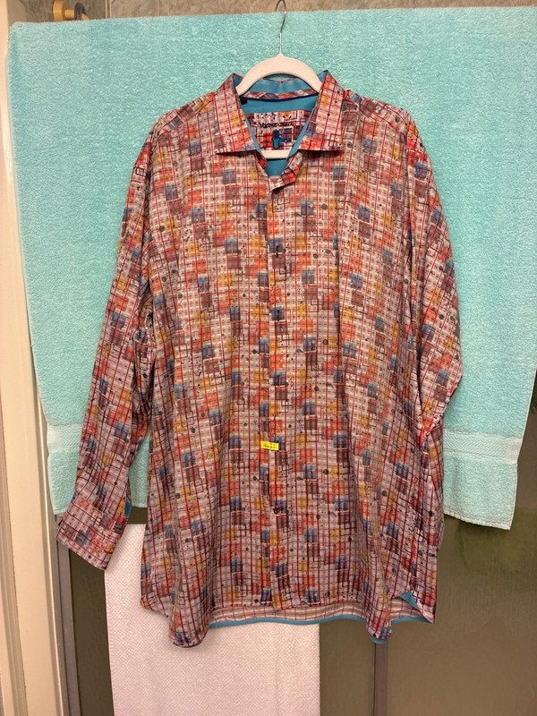 Visconti Black Men's Multicolor L/S Button Up Shirt Coffon modal Size 2XLB