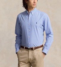 125 Polo Ralph Lauren Men s Slim Fit Stretch Poplin Shirt Blue/White Check M