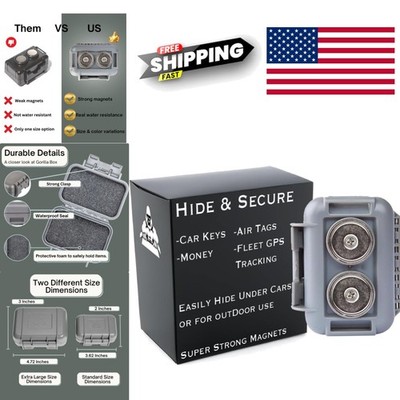 Secure Magnetic Key Box for Car Underchassis Waterproof Grey with Strong Magnet