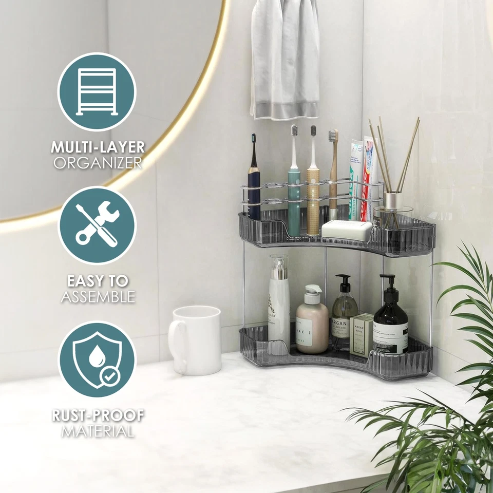 Organizador de baño con encimera de esquina de 2 niveles Foto 4 de 4