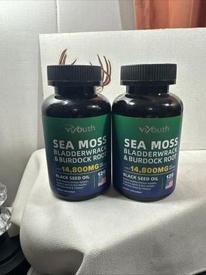 !!!!! 2 Pack !!!  ViYouth Sea Moss Bladderwrack & Burdock Root 12 in 1: 14,800MG
