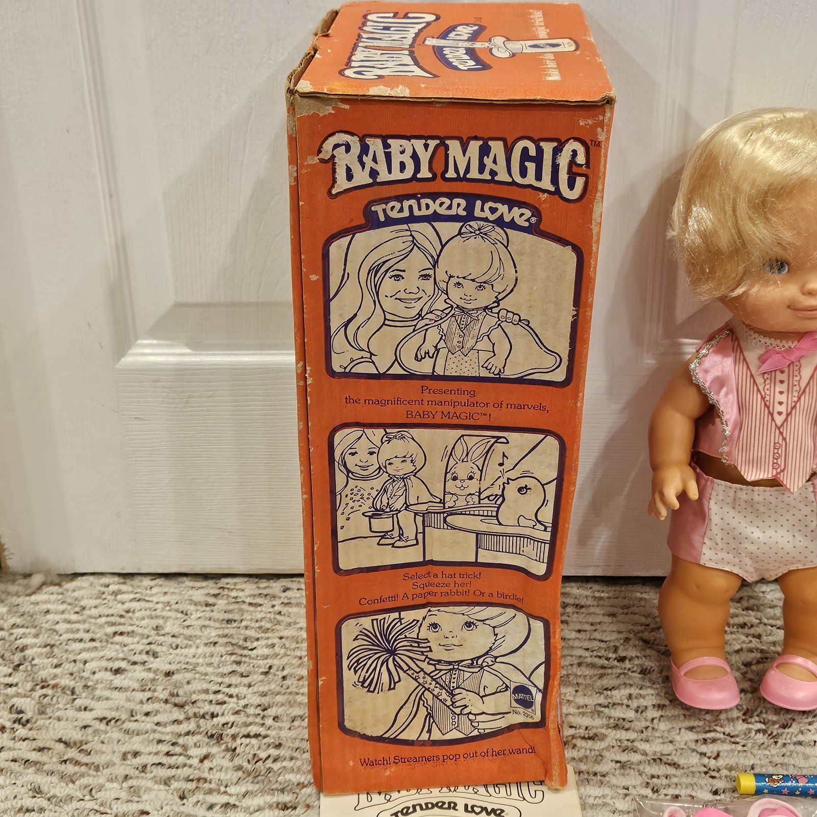 VTG 1979 Mattel Baby Magic Tender Love 14" Tall Doll + Original Box.  *Video*