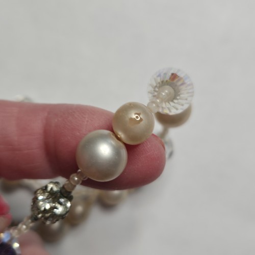 Collana girocollo multifilo vintage firmata Vendome perle finte pietre vetro AB - Foto 14 di 22