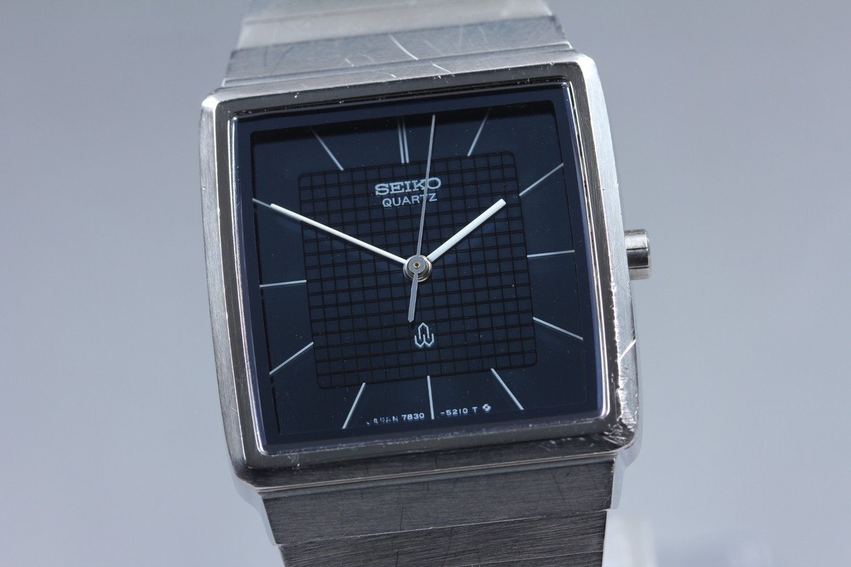 Vtg 1979 Seiko Emblem 7830-5180 Navy Blue Square Quartz Mens Watch