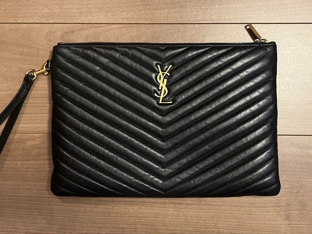 Saint Laurent YSL pochette borsa a mano monogramma pelle trapuntata borsa nera Giappone