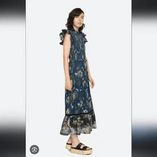 SEA NY Pascale Floral Print Smocked Midi Dress Small