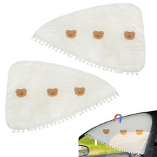 2-Pack Magnetic Car Window Shades for Side Windows, White Sun Curtains Bear