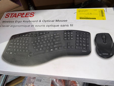 Staples Ergonomic USB RF Wireless Keyboard and Mouse 53231 NEW