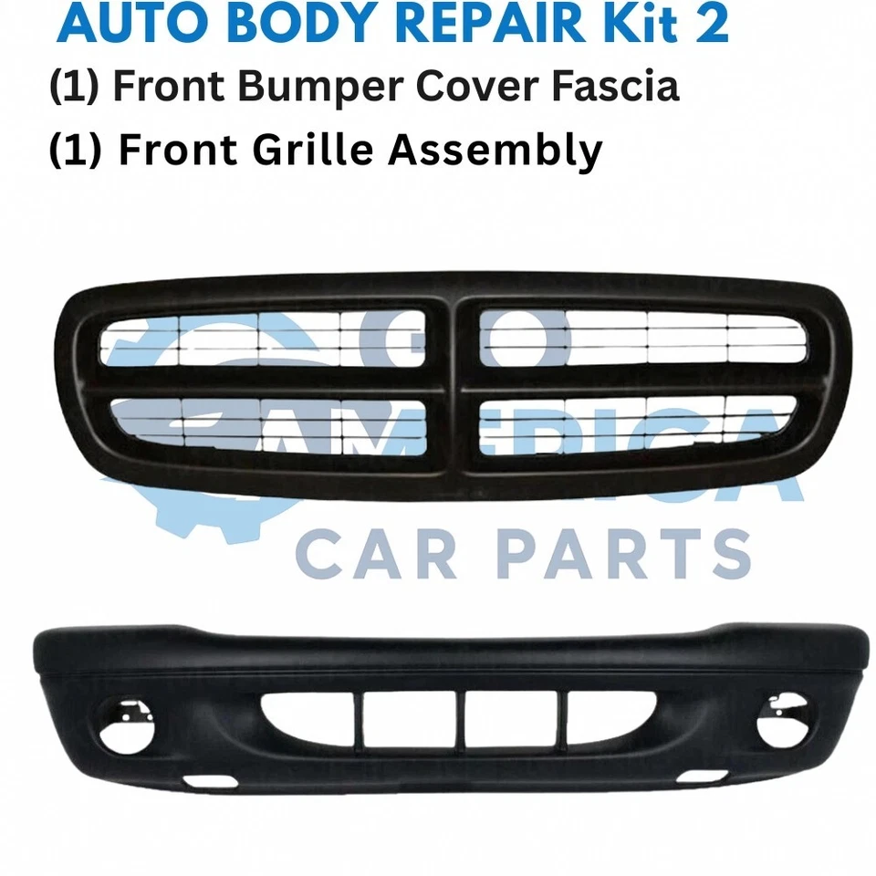 Front Bumper Cover Fascia & Grille Assembly Kit For 2001-2002 Dodge Dakota Foto 2 de 4