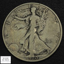 1920 S Walking Liberty Silver Half Dollar 50C