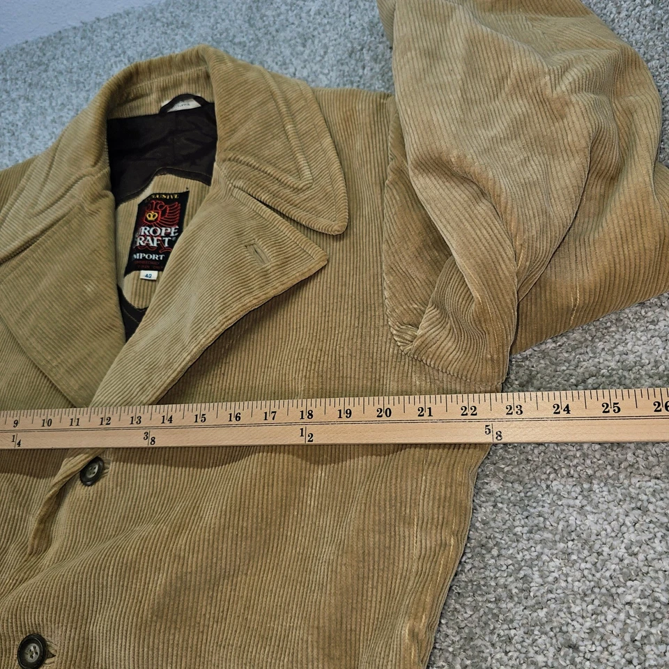 Vintage Europe Craft Import Mens Tan Corduroy Blazer Jacket Size 42 . Read. - Image 4 of 4