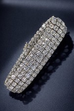 David Webb Vintage Platinum 18K 4 Row Wide Diamond Bracelet 31.31ctw G Vs 6.75
