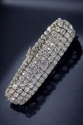 David Webb Vintage Platin 18K 4-reihiges breites Diamantarmband 31,31 ctw G vs 6,75''