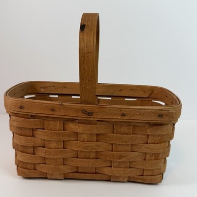 Vintage 1987 Longaberger Rectangular Basket With Handle Handwoven USA