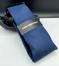 Karl Lagerfeld Men's Polyester Tie  Blue  Geo Grid  NEW MSRP: 35.