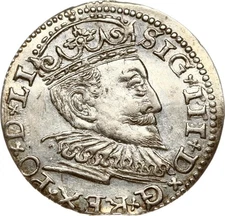 Silver Coin 	Duchy of Livonia Zygmunt III Waza (1587–1632). Trojak 1594, Riga