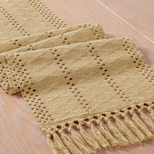 Fall Boho Table Runner Macrame 108 Inches Woven Cotton 12