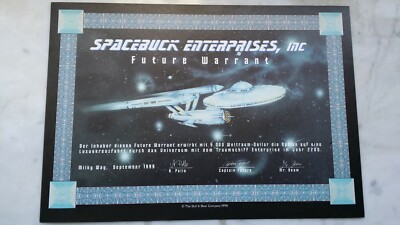 Jux-Aktie - Spacebuck Enterprises, Inc. Future Warrant v.1999 - Star Treck Deko
