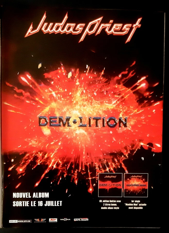 Publicité advert album concert advertising JUDAS PRIEST 2001 Lp demolition - Photo 1/1