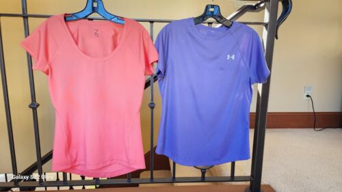 Lot 2 Zella Under Armour S Women Sport Top T shirt active wear orange lilac