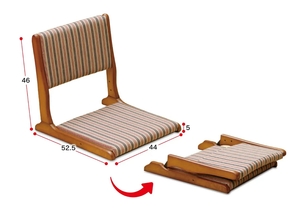 Zaisu Japanese Wooden Chair Folding Tatami Zen Room Chair Brown 2