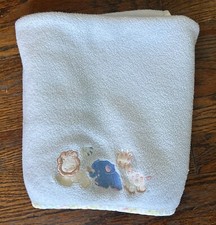 Vtg Circo Baby Blue Elephant Giraffe Lion Fleece Blanket Butterfly Target Lovey