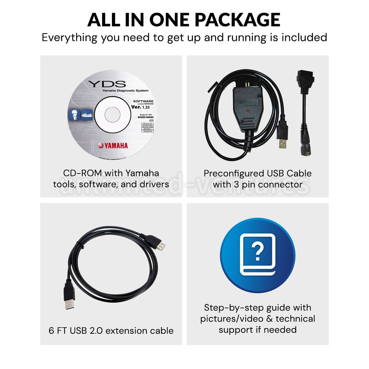Diagnostic cable adapter scanner kit for Yamaha YDS Outboard