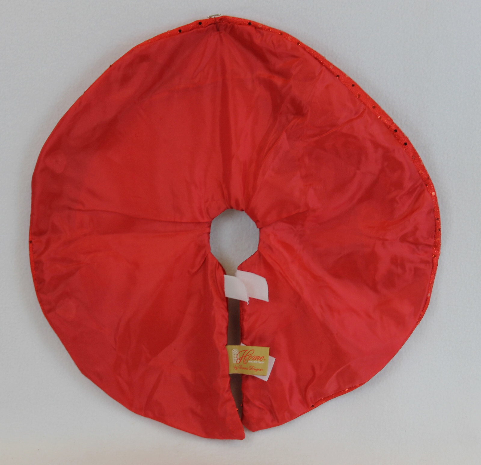 18" Mini Christmas Tree Skirt Red Velvet Sparkle Edge Satin Back Season