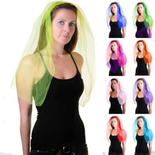 LADIES NET VEIL ON HAIR BAND-HEN?S HEAD DRESS FOR FANCY DRESS & HEN PARTY NIGHTS