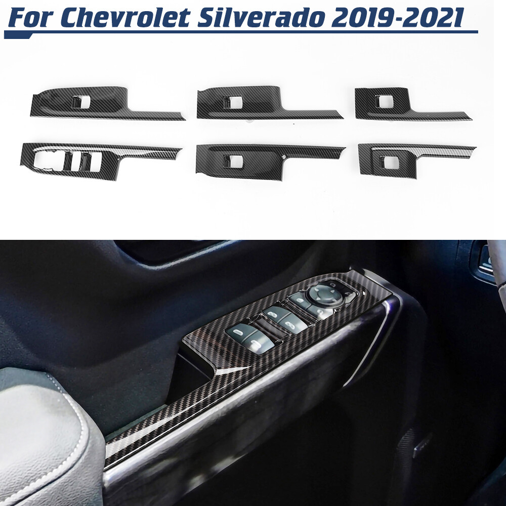 Carbon Fiber Window Lift Switch Panel Trim For Chevy Silverado/GMC Sierra 2019+