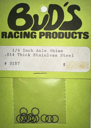Bud’s 1/4” Axle & Motor Shims Stainless Steel .014 #3157 Vintage New Rc Car