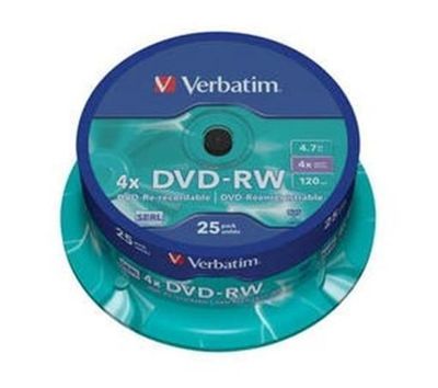100 Verbatim Rohlinge DVD-RW 4,7GB 4x Spindel