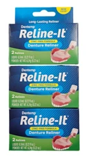 Dentemp Denture RELINER RELINE IT - 2 repairs / box ( 3 boxes ) green NEW LOOK!