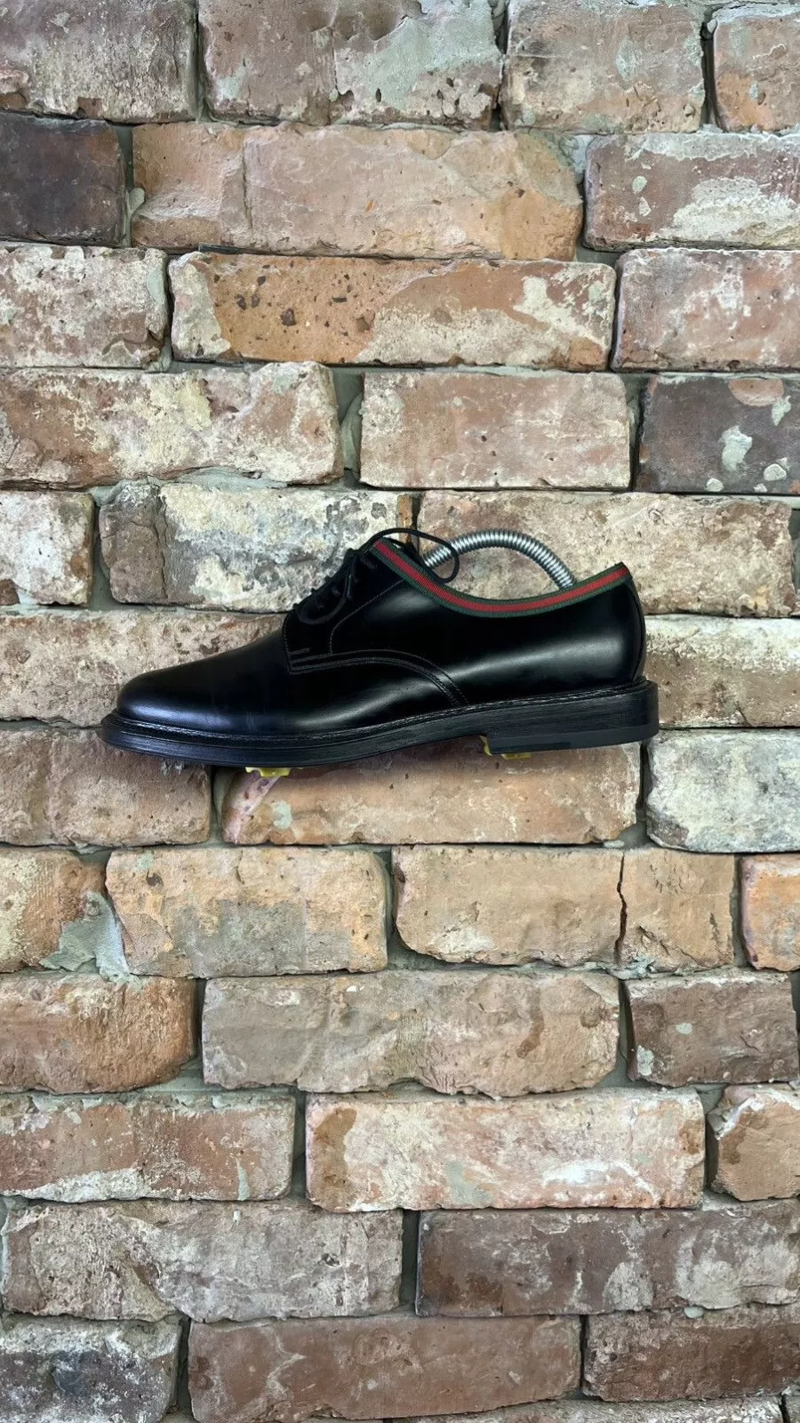 Chaussures habillées Gucci ss23 cuir noir rayures rouge vert